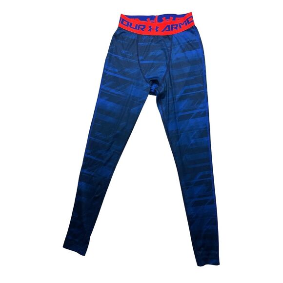5-81 UNDER ARMOUR Men's Compression Pants Striped Blue Small - Picture 1 of 6